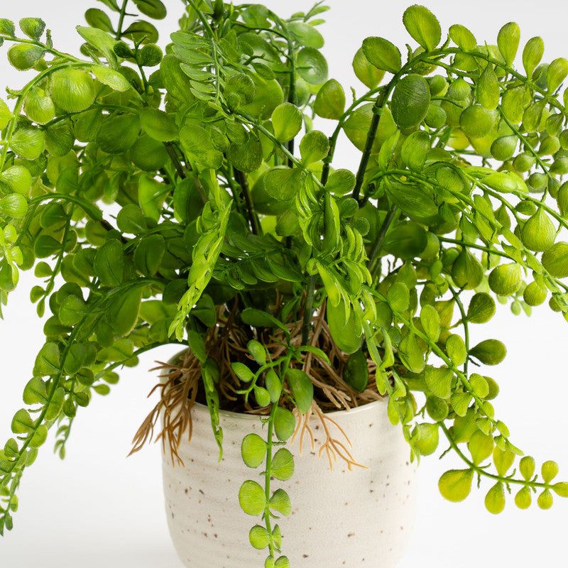 28cm Artificial Fern Plant in Speckled Ceramic Pot